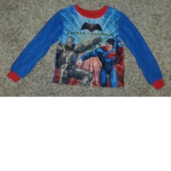 Boys Marvel Winter Pajamas 8 Batman vs Superman Fleece Blue 2 Pc Sleep Set - Picture 2 of 4